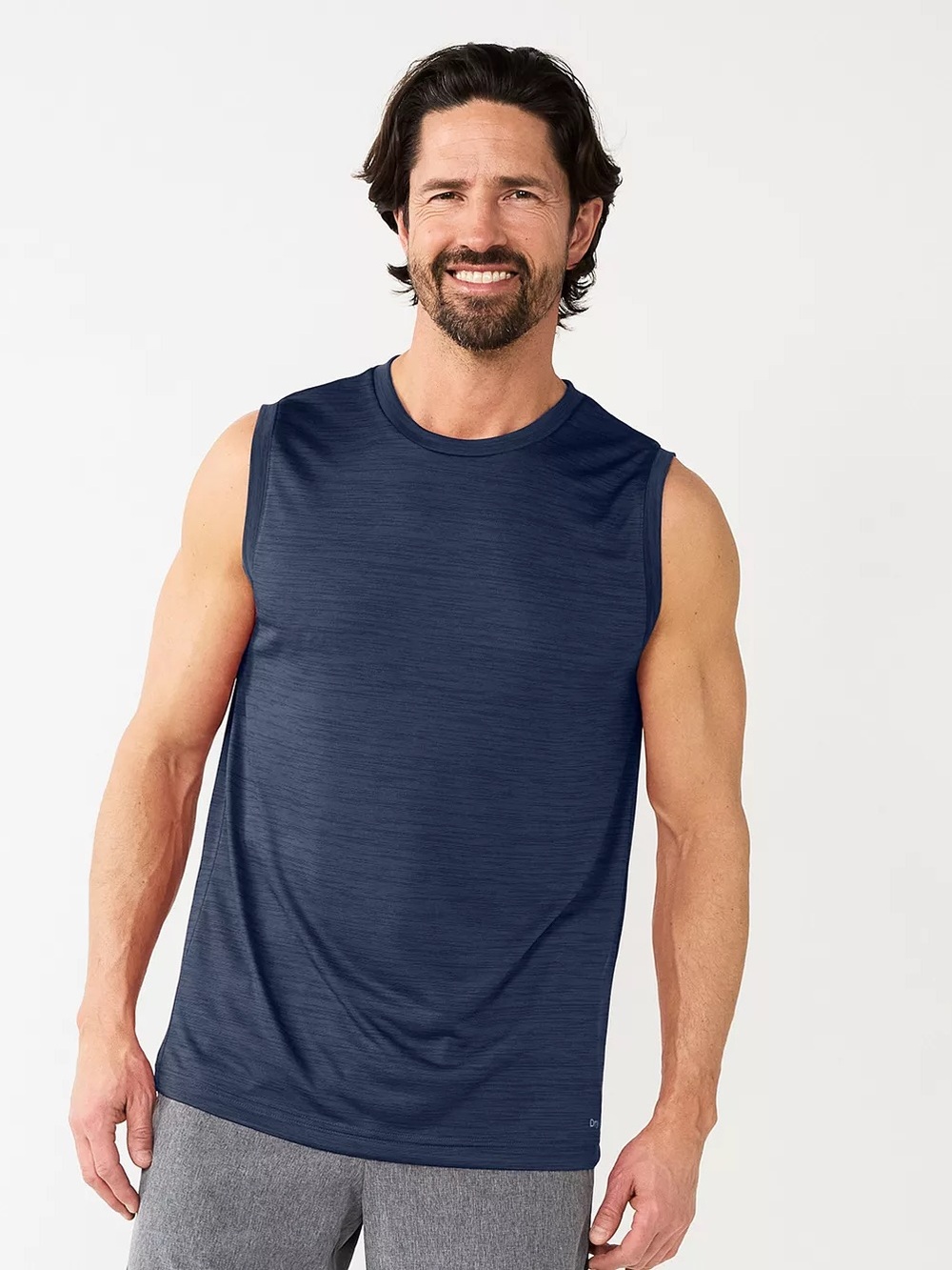 tek gear Men's Sleeveless muscle athletic Tank Top - Black/Heather Grey